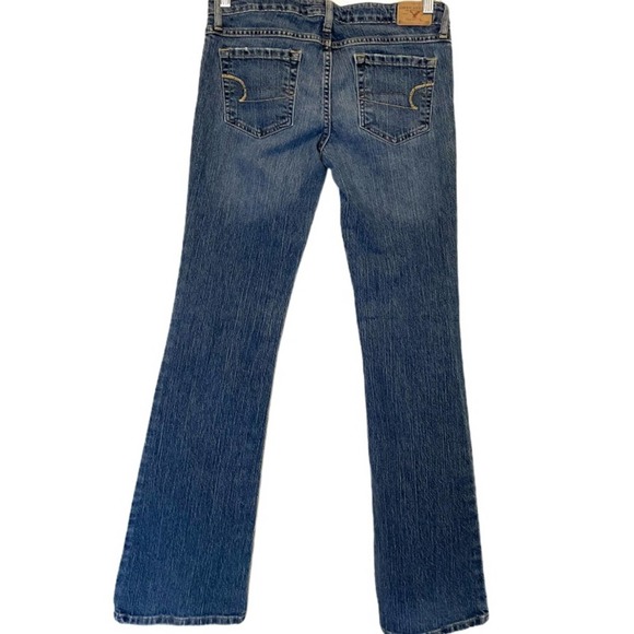 American Eagle Flare Jeans Womens Size 6 Long Medium Blue Wash Stretch 5 Pocket - Picture 3 of 8